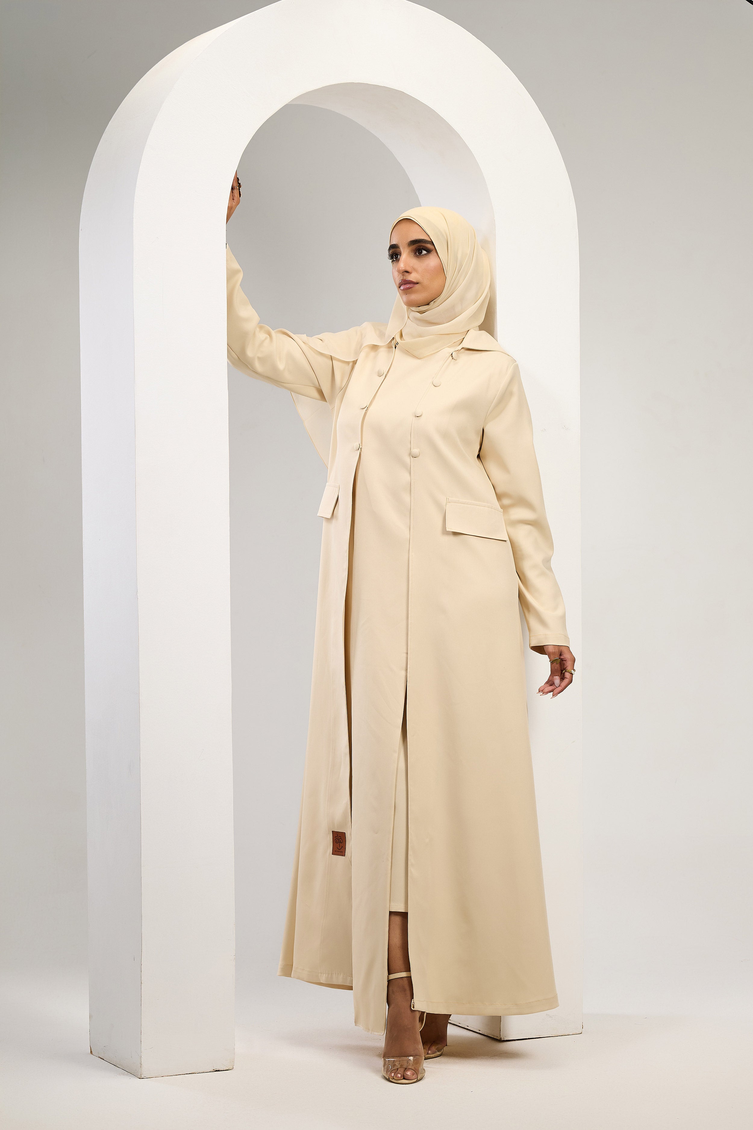 Minimal Luxe Abaya in Beige