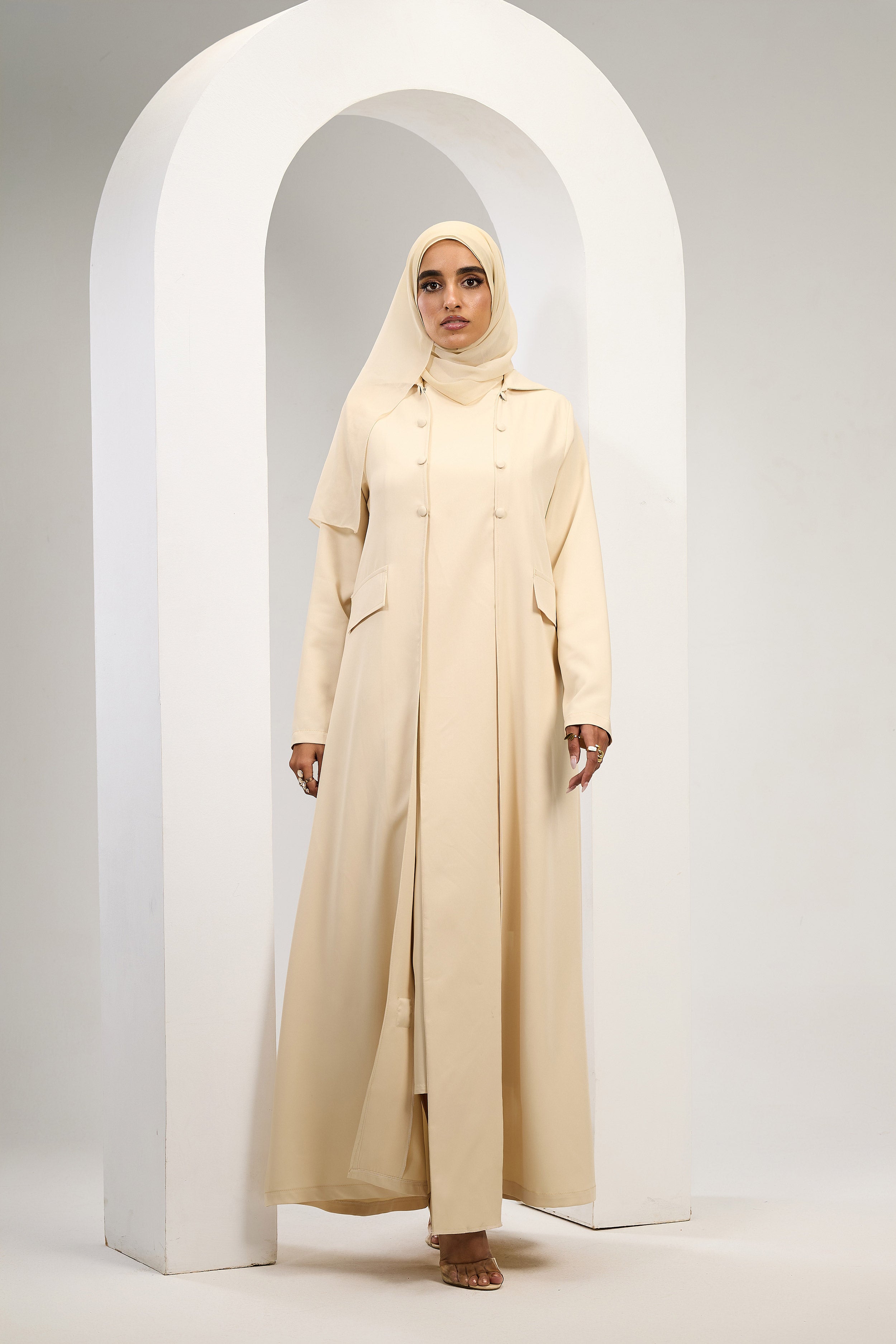 Minimal Luxe Abaya in Beige