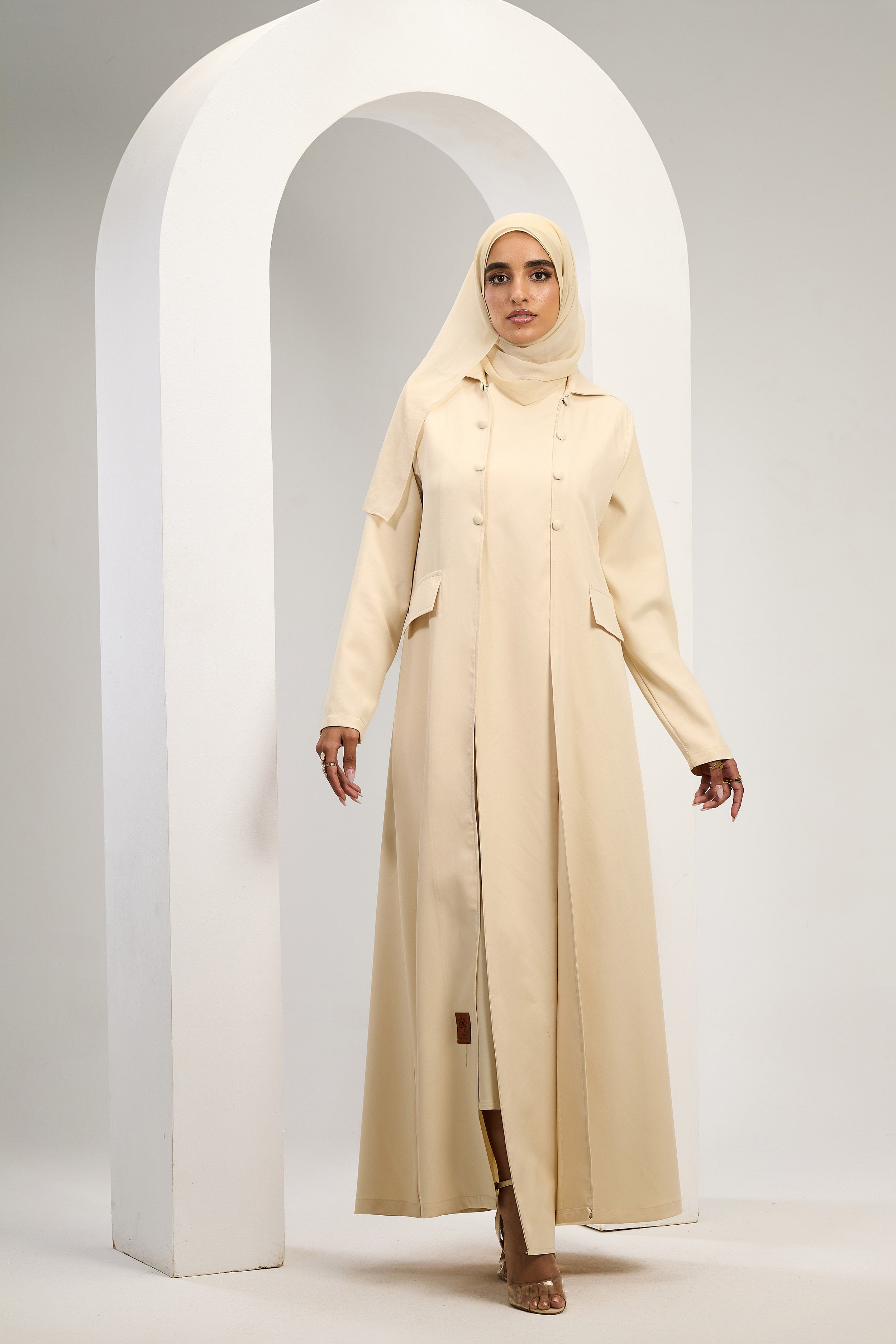 Minimal Luxe Abaya in Beige