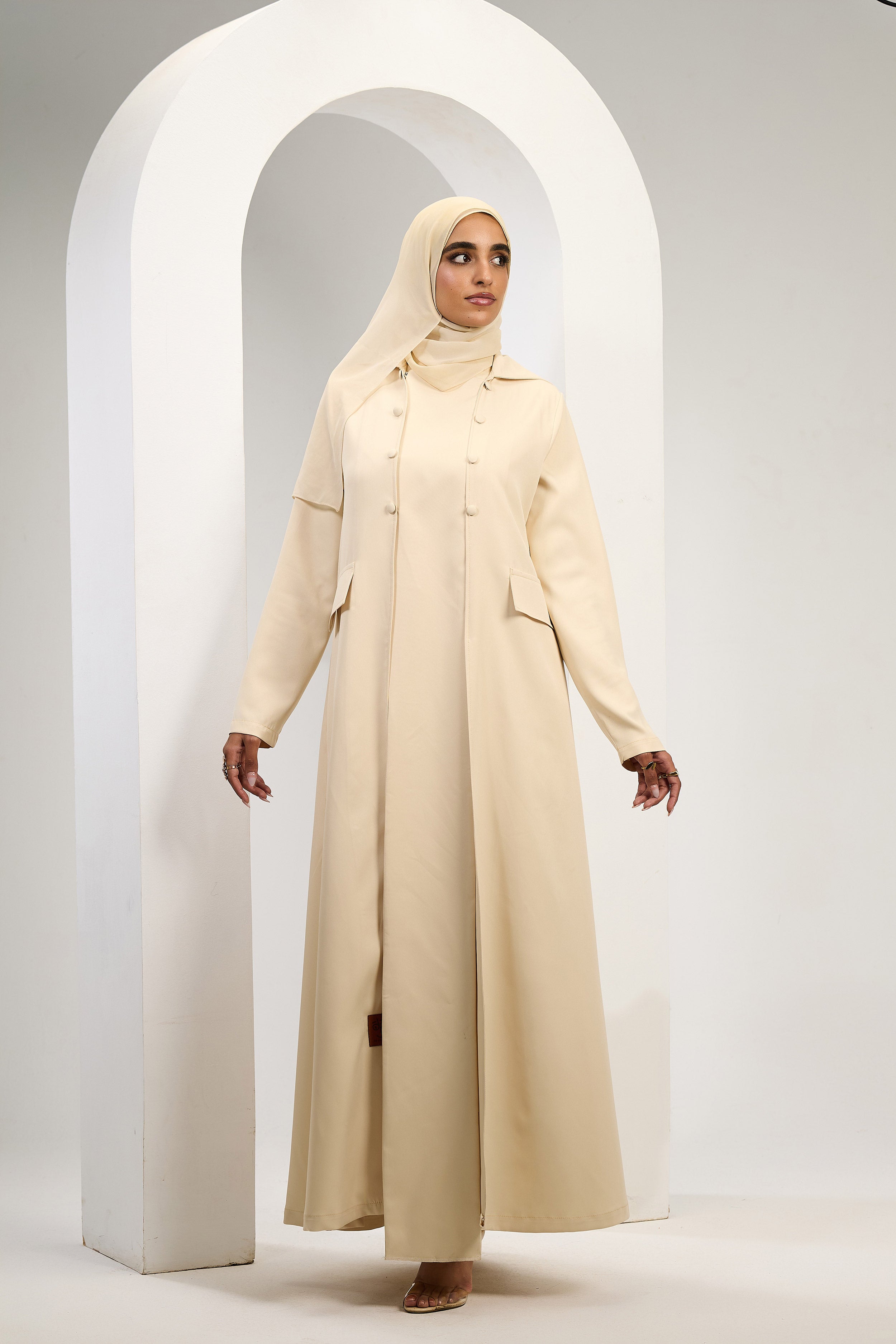 Minimal Luxe Abaya in Beige