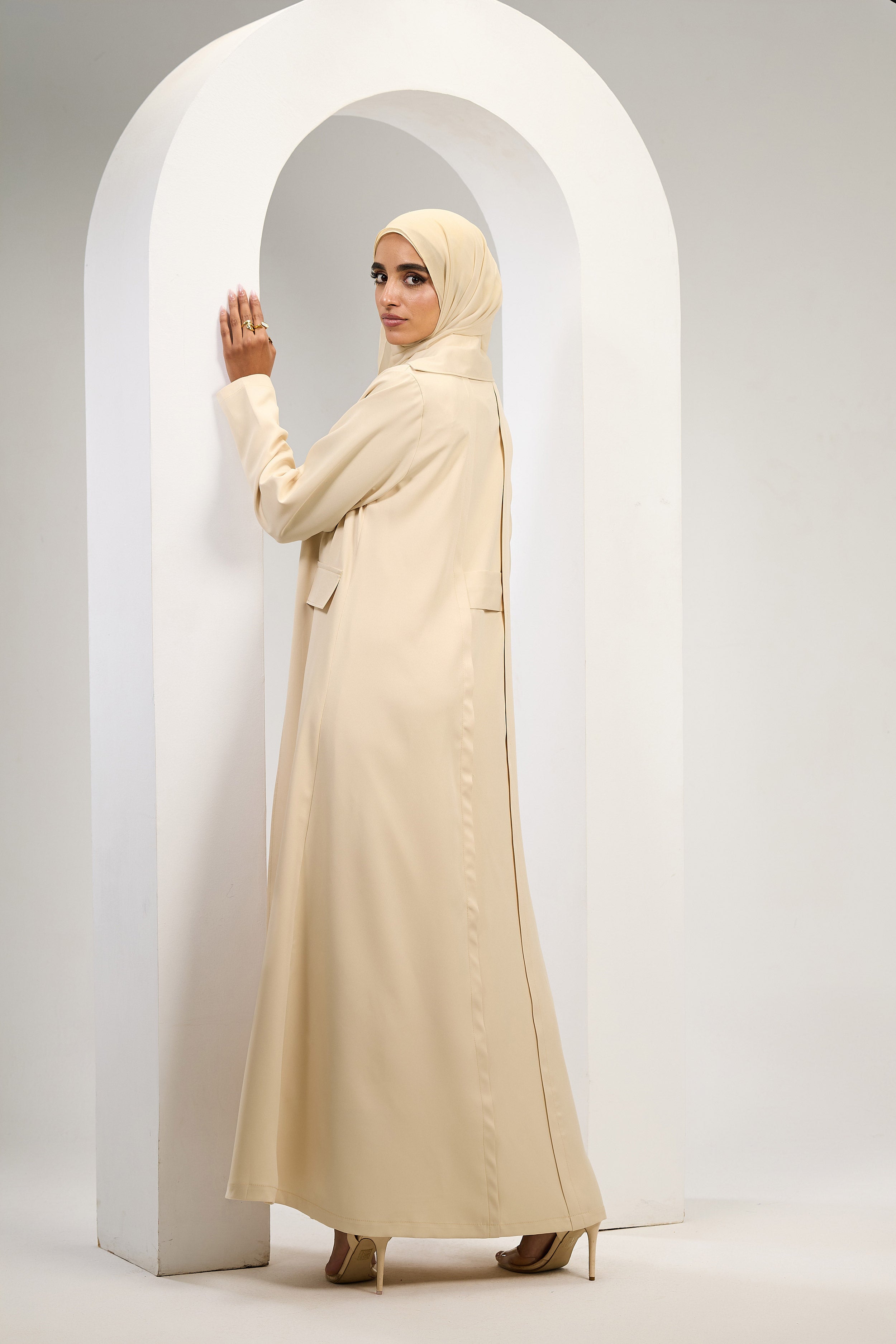 Minimal Luxe Abaya in Beige