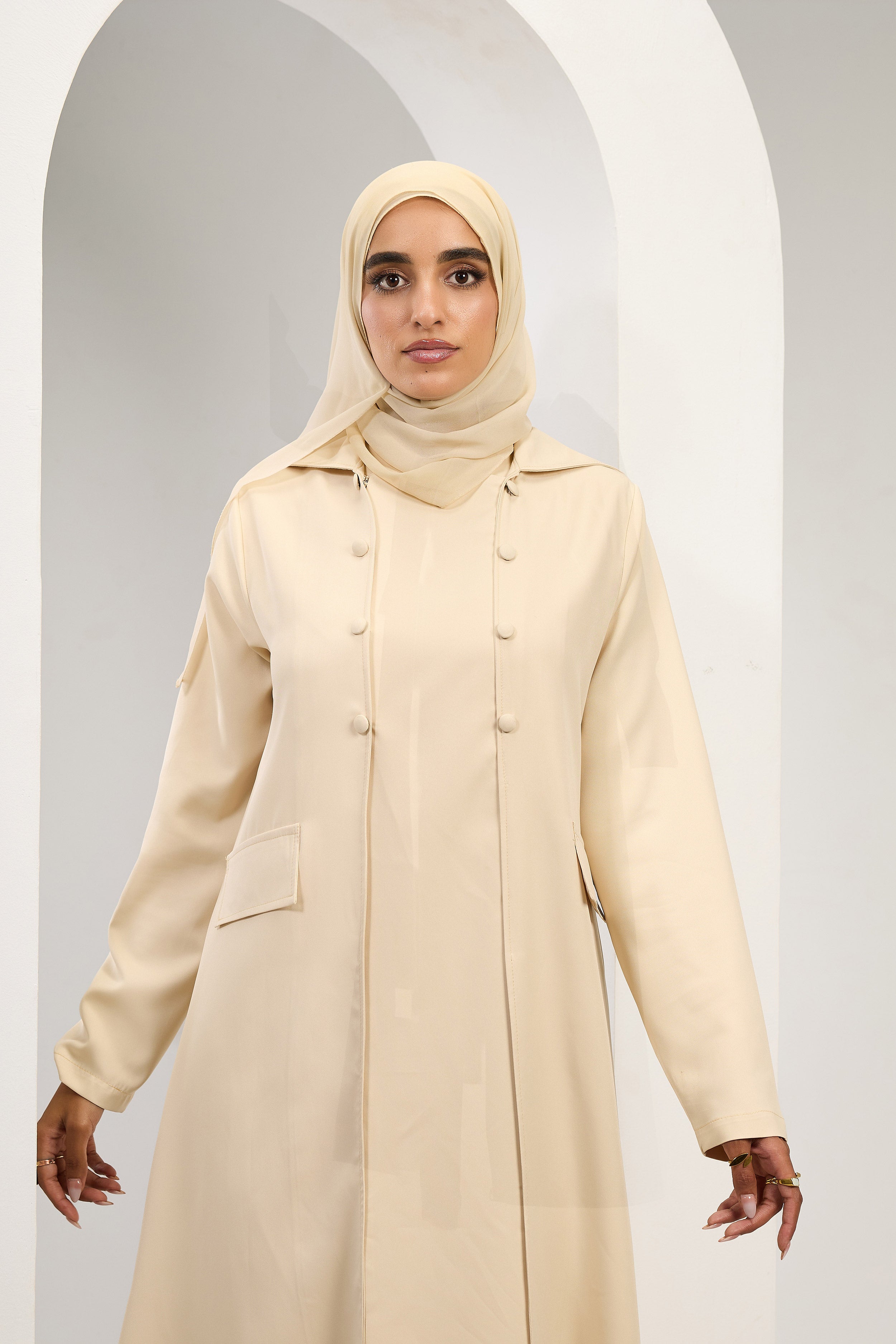 Minimal Luxe Abaya in Beige