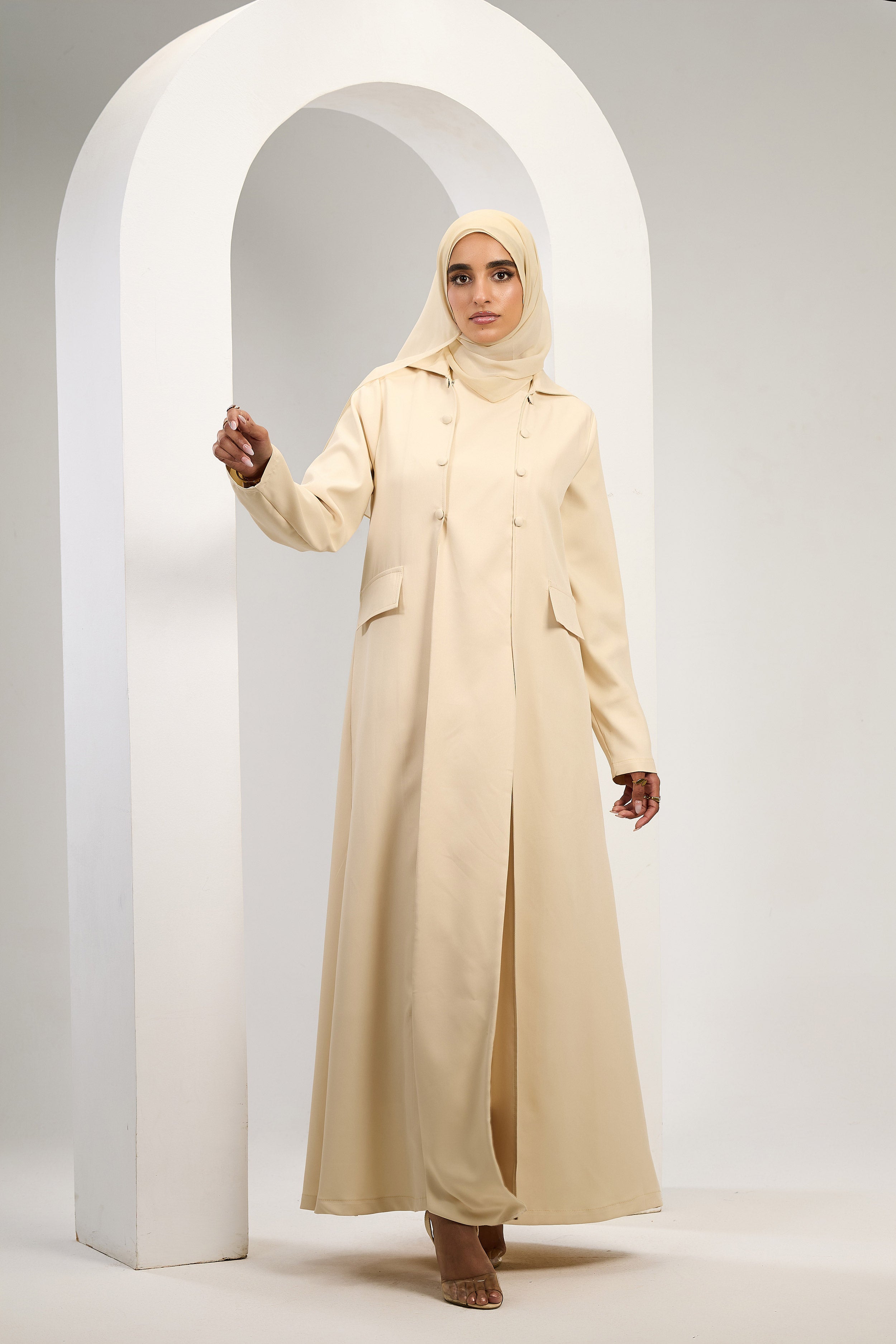 Minimal Luxe Abaya in Beige