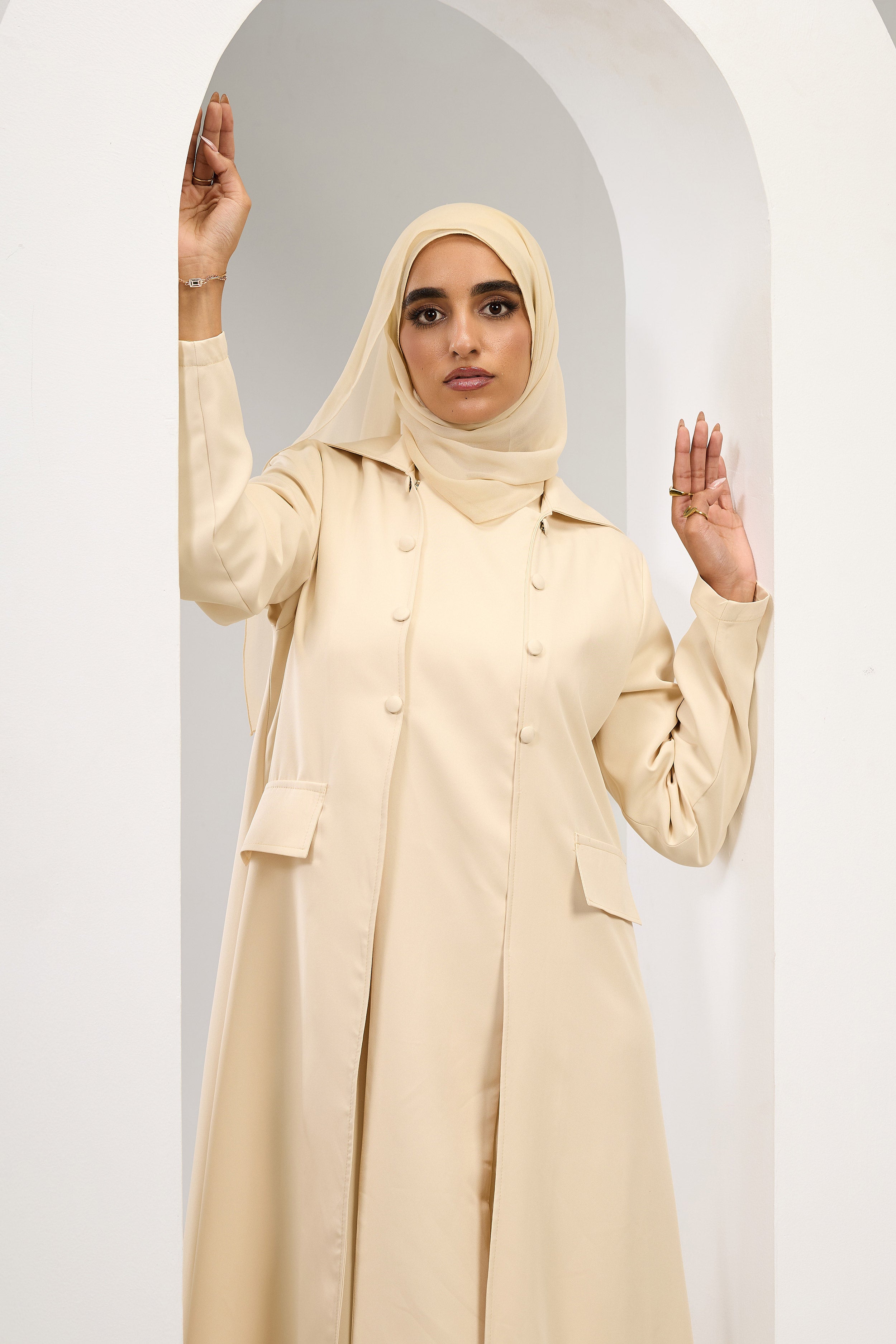 Minimal Luxe Abaya in Beige