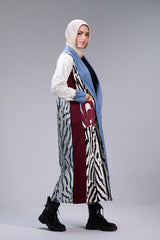 Oceanic Abstract Elegance Long Coat