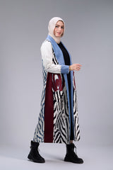 Oceanic Abstract Elegance Long Coat