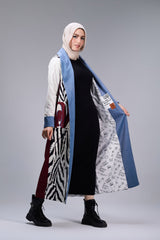 Oceanic Abstract Elegance Long Coat