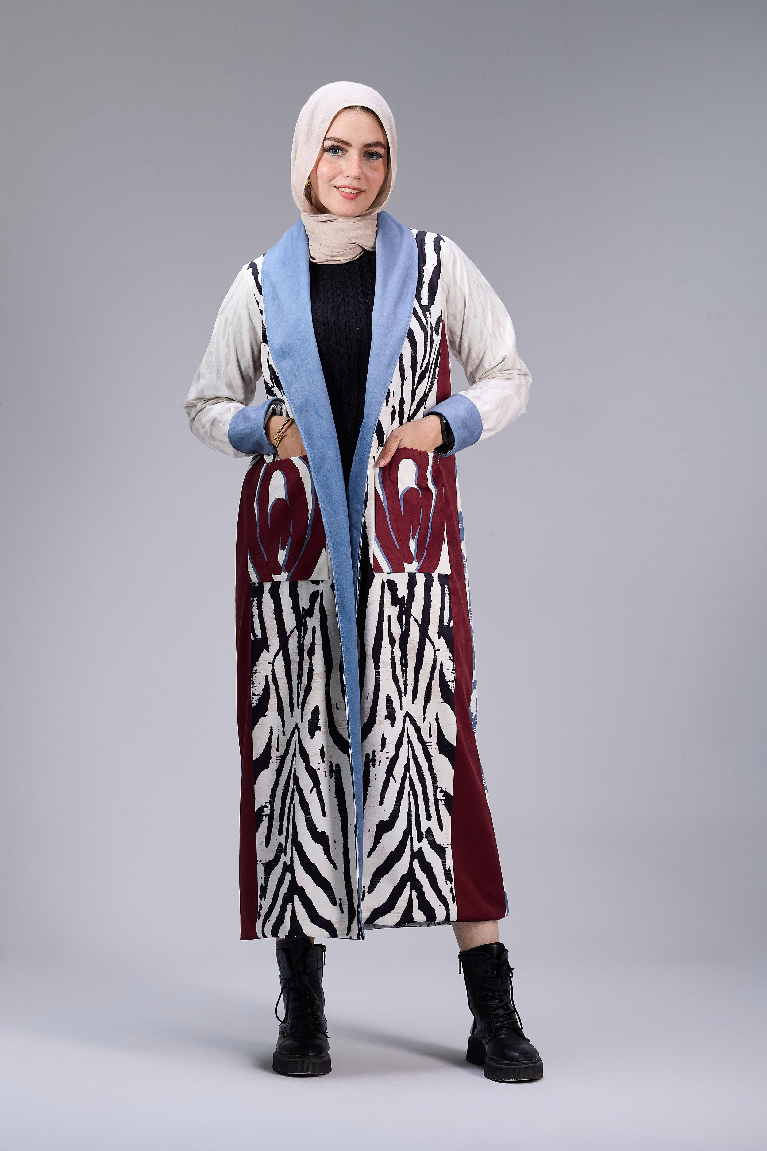 Oceanic Abstract Elegance Long Coat