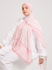 Elegant Pink Geometric Chiffon Hijab