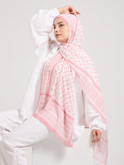 Elegant Pink Geometric Chiffon Hijab