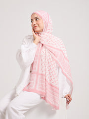 Elegant Pink Geometric Chiffon Hijab