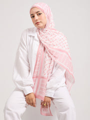 Elegant Pink Geometric Chiffon Hijab