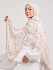 Sophisticated Beige and White Chiffon Hijab