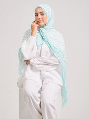 Mint Breeze - Light Blue Chiffon Hijab with Geometric Pattern