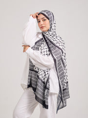 Monochrome Elegance - Black and White Chiffon Hijab