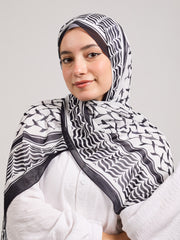 Monochrome Elegance - Black and White Chiffon Hijab